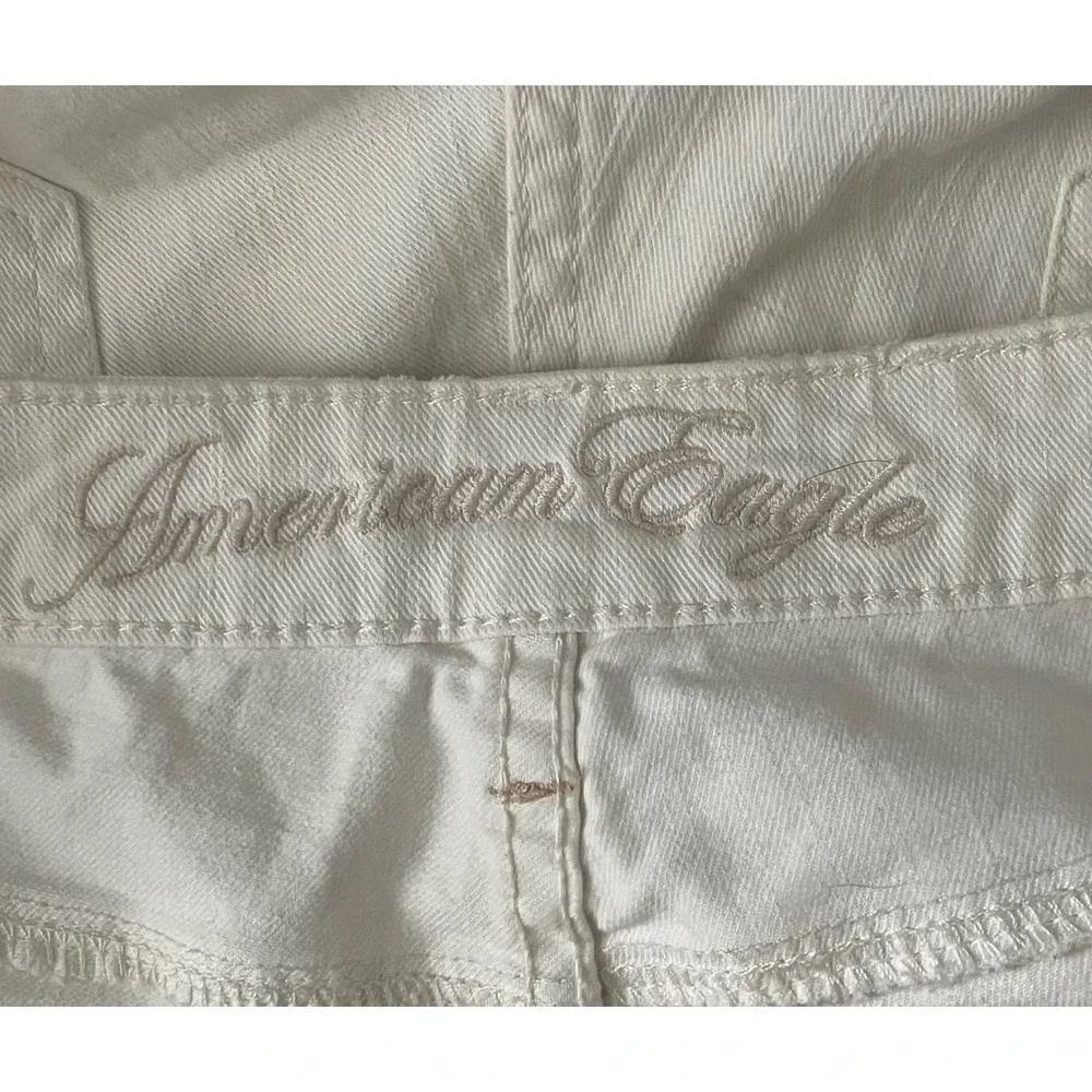 American Eagle White Denim Jeans Womens Size 14 Regular Stretch Straight Leg